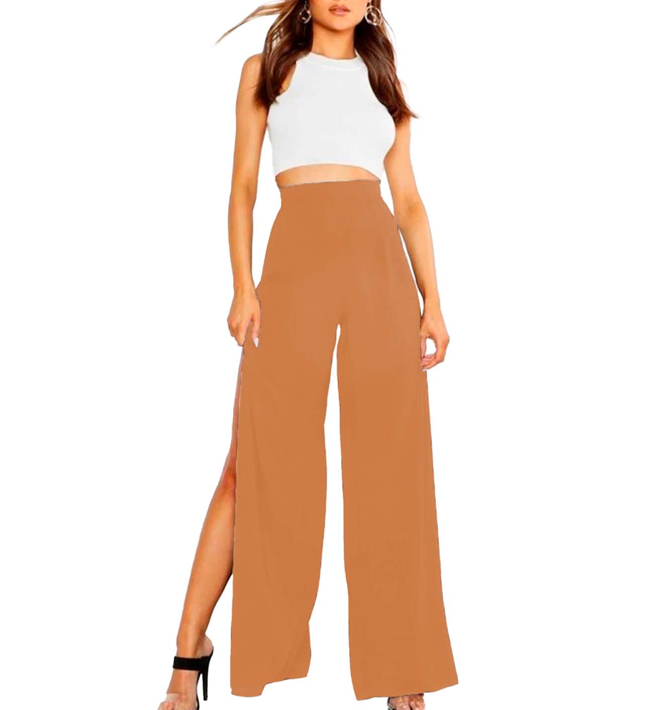 Pantalon tiro alto con aberturas