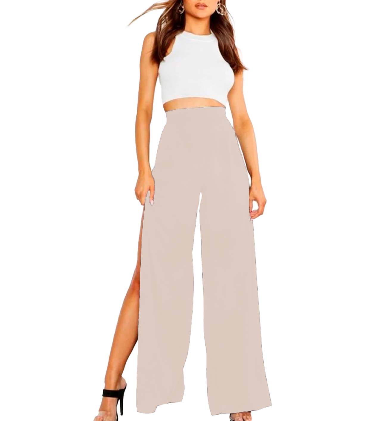 Pantalon tiro alto con aberturas