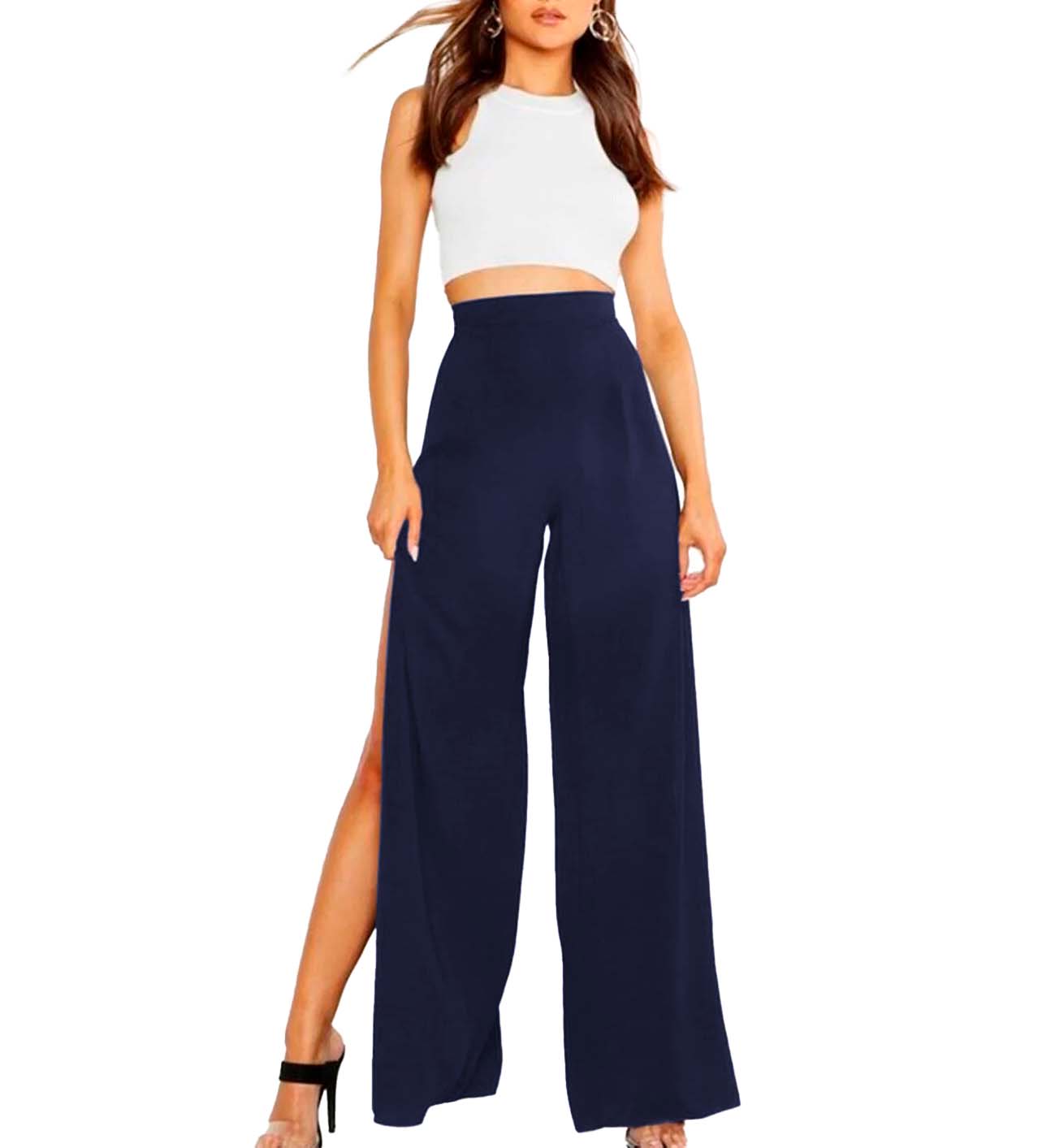 Pantalon tiro alto con aberturas