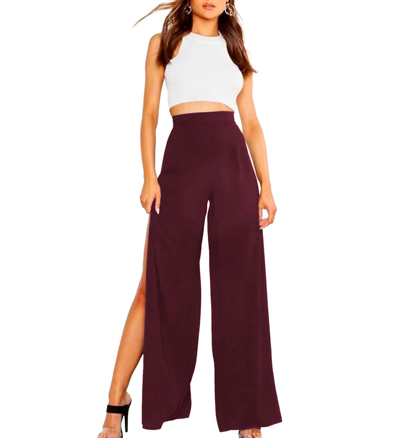 Pantalon tiro alto con aberturas