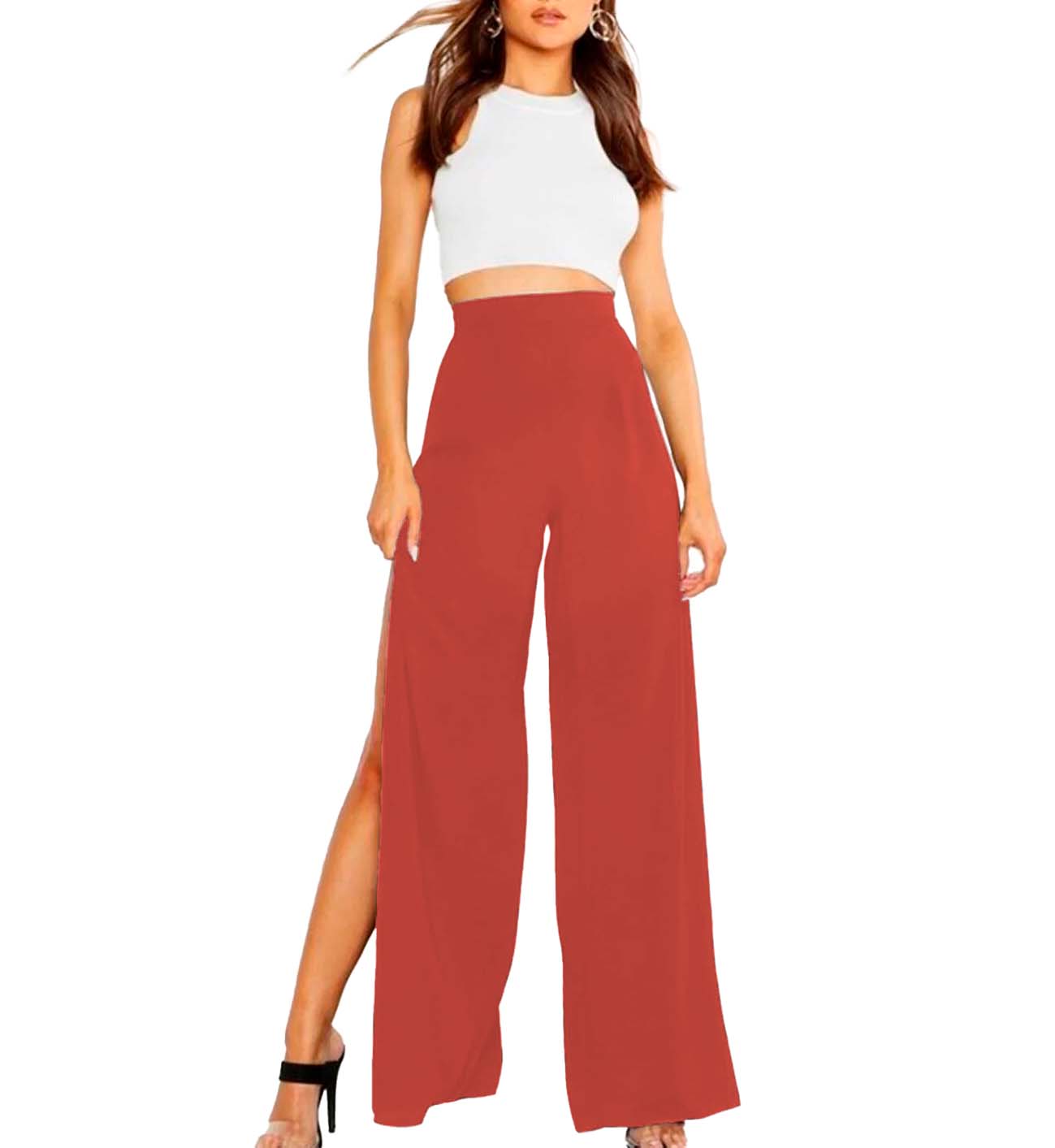 Pantalon tiro alto con aberturas