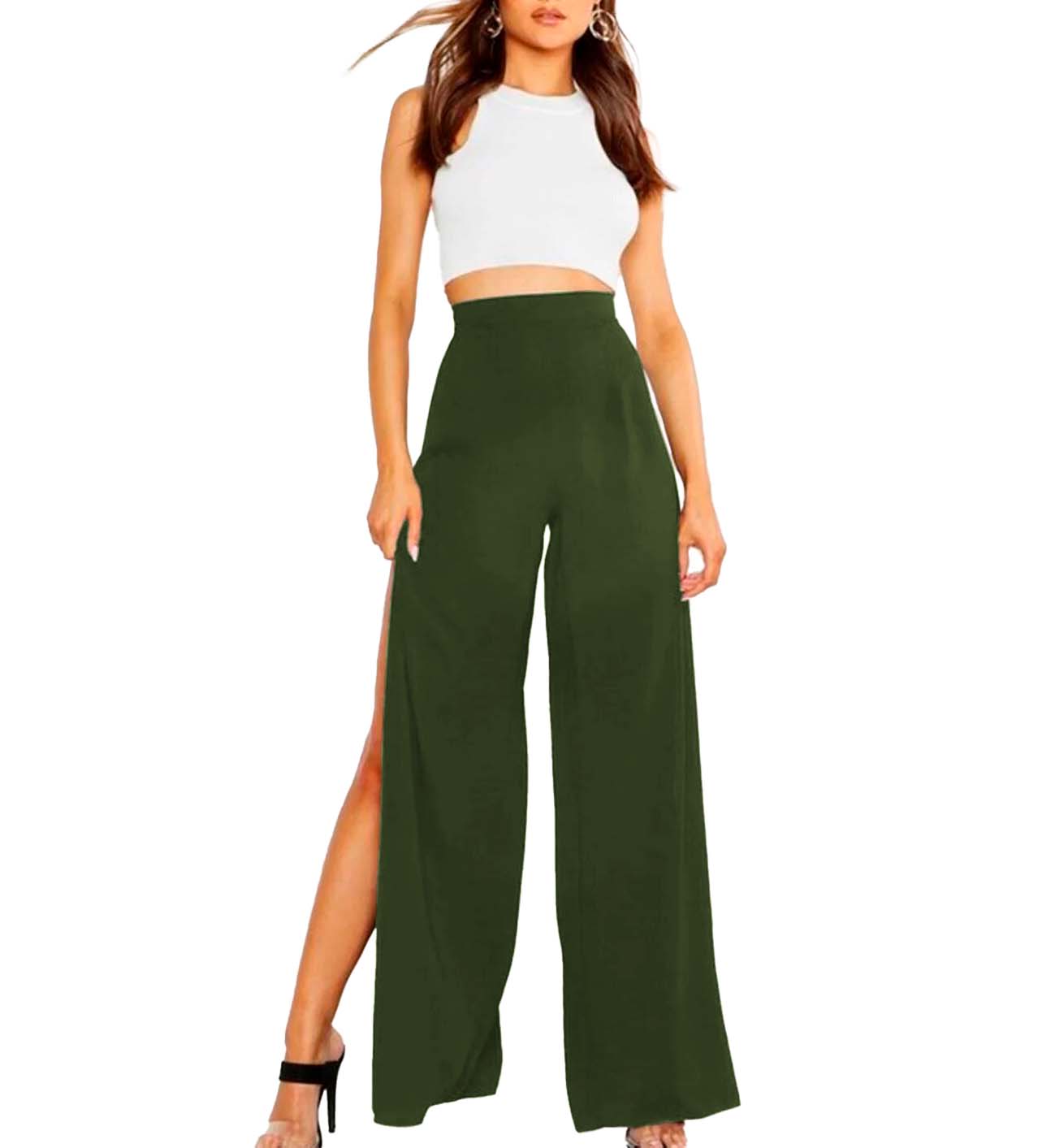 Pantalon tiro alto con aberturas