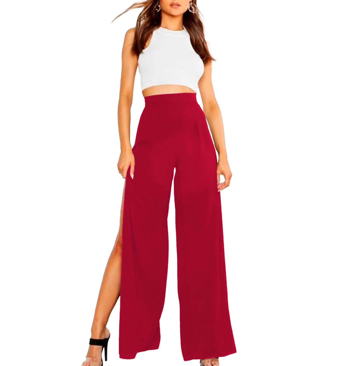 Pantalon tiro alto con aberturas