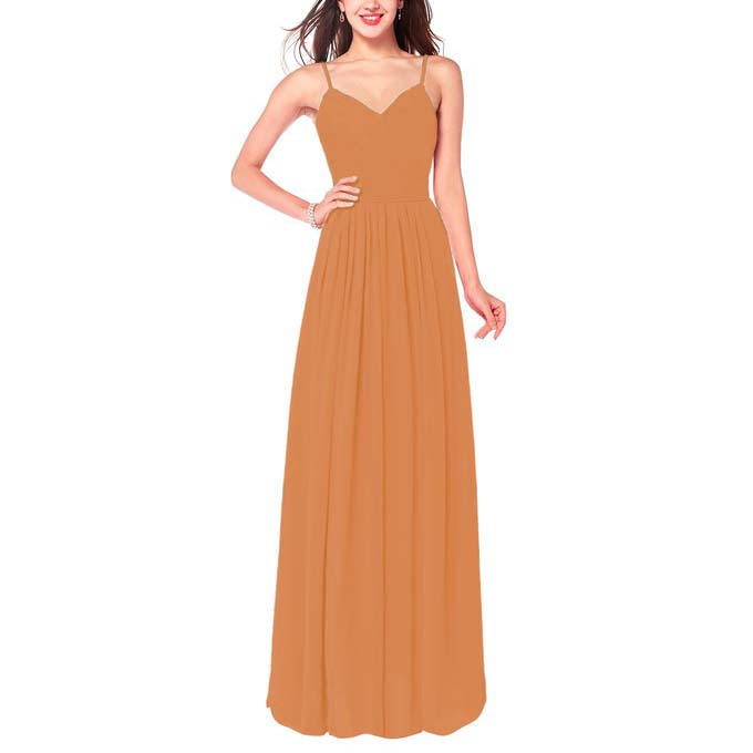 Maxi vestido de tirantes y corte en v