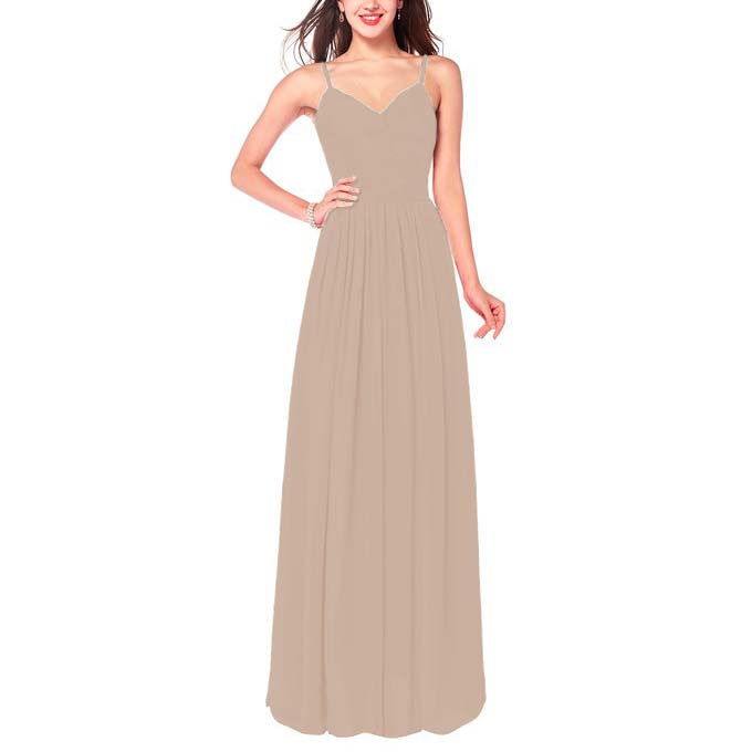 Maxi vestido de tirantes y corte en v