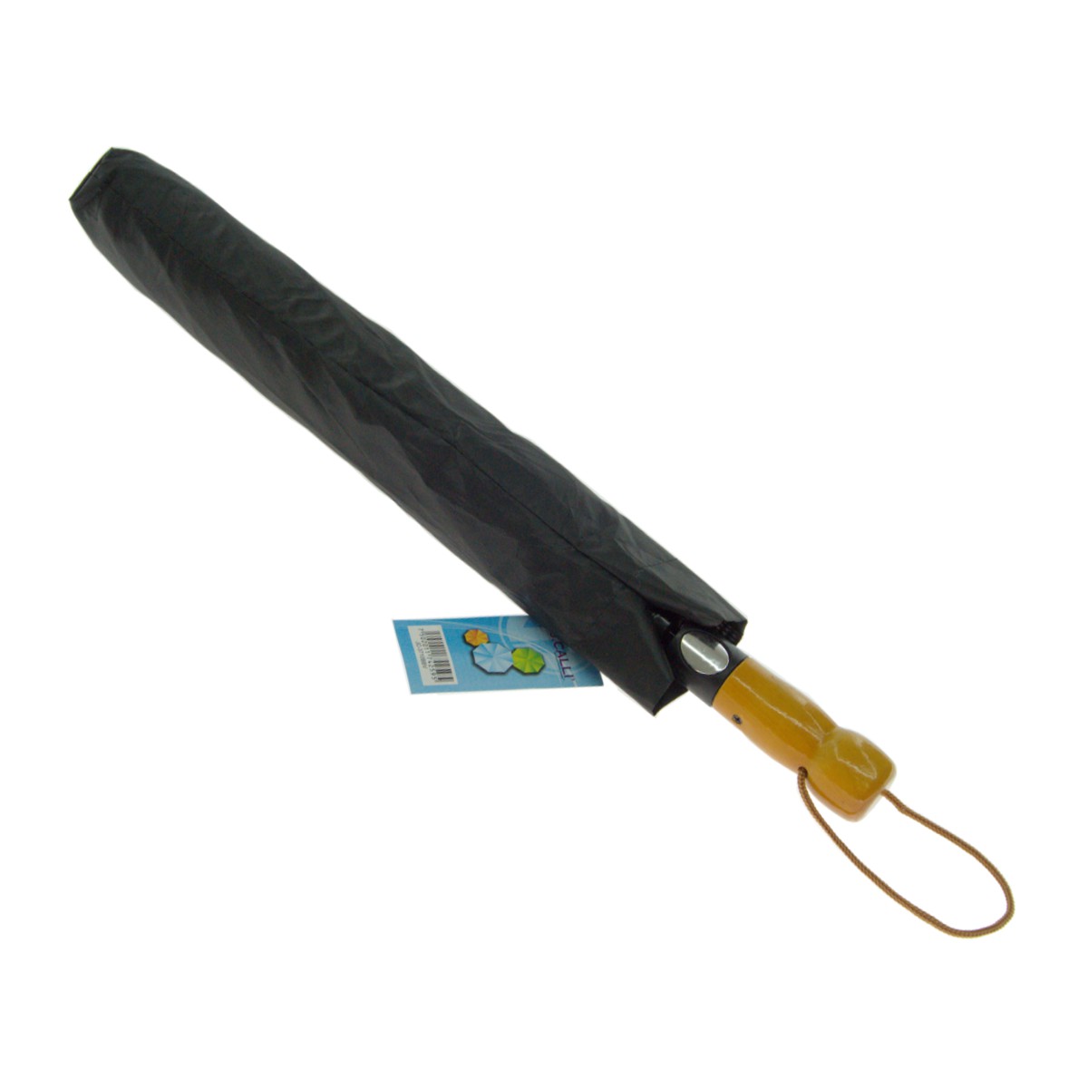 PARAGUAS SOMBRILLA RETRACTIL,MACANA DOBLE, TELA NEGRA CON SILVER, PROTECCIÓN UV DOBLE CAPA, MANGO DE MADERA J CALLI