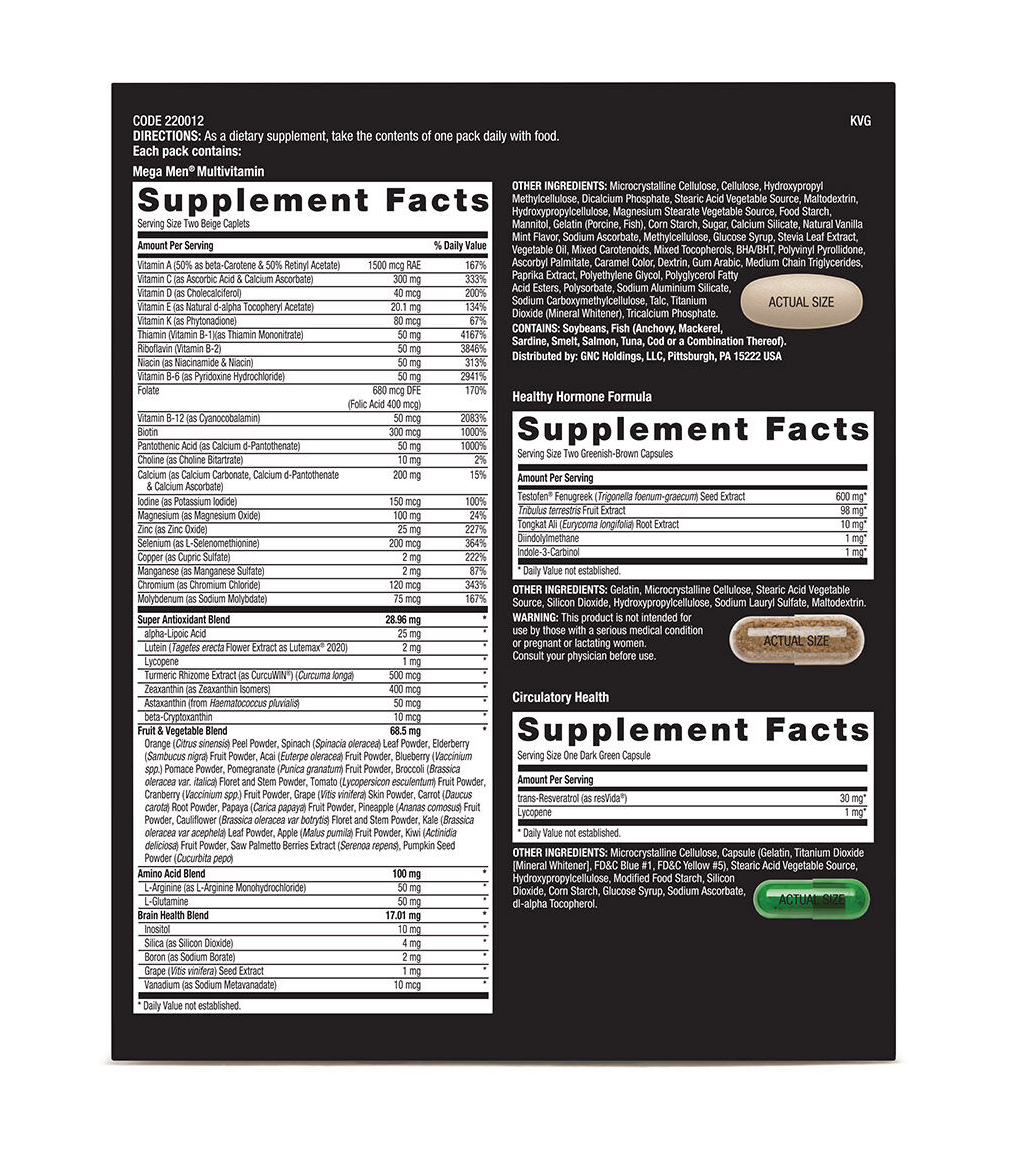 GNC Healthy Testosterone 30 Vitapak Multivitaminico Testosterona 30 dias