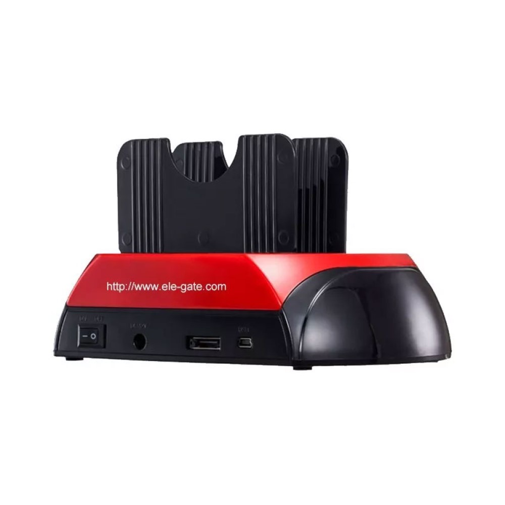 Case Dock De Station Disco Duro 2.5 3.5 Sata/ide Ele-Gate CON32 Color Rojo Con Negro