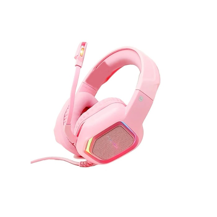 Audífonos Gamer Rosa luz Led