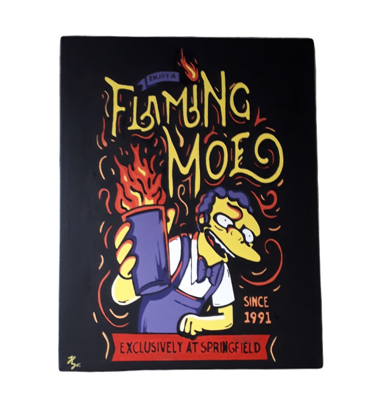 Cuadro decorativo pintado a mano Galería Oneris  LLAMARADA MOE/ LLAMARADA HOMERO 100x80