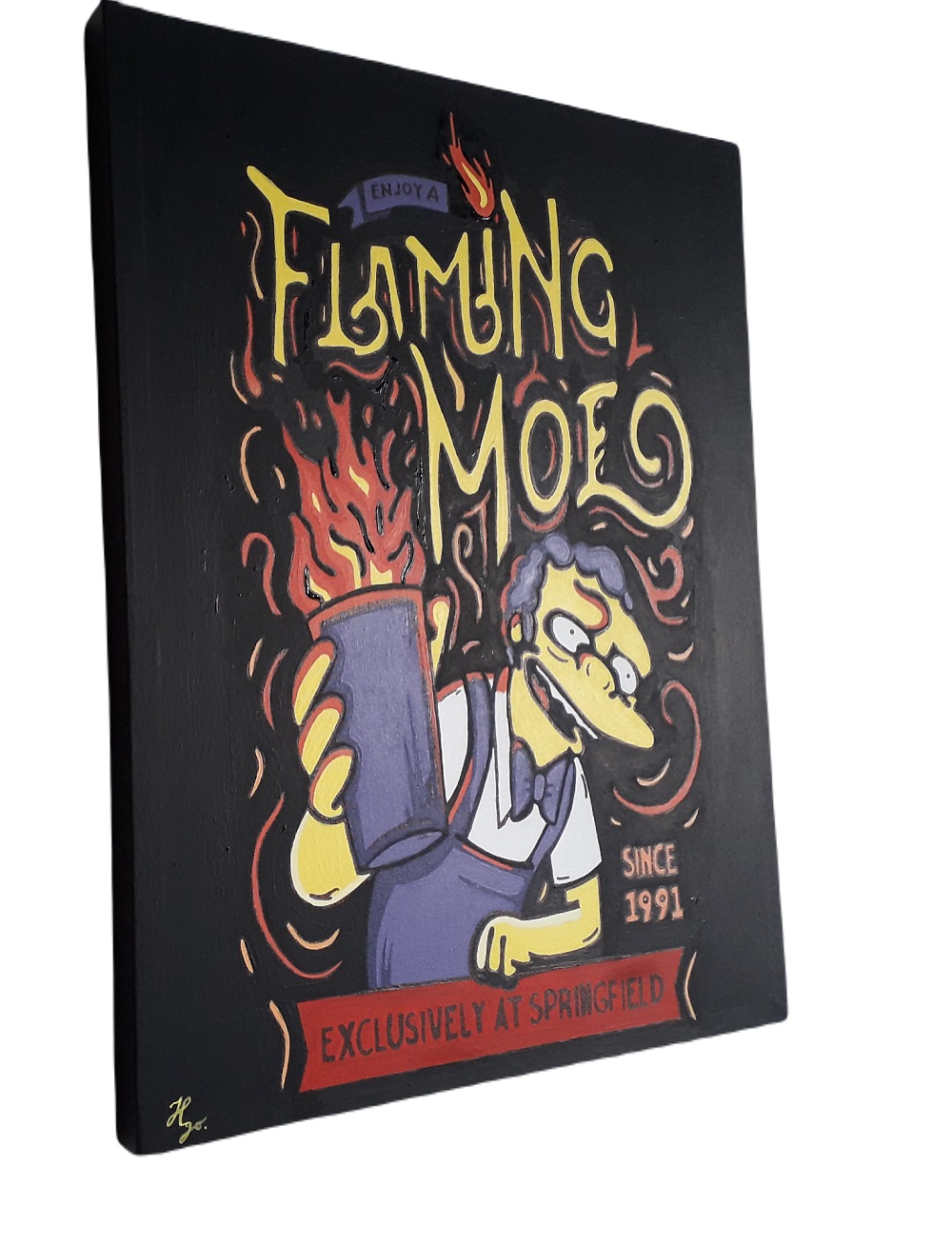 Cuadro decorativo pintado a mano Galería Oneris  LLAMARADA MOE/ LLAMARADA HOMERO 100x80