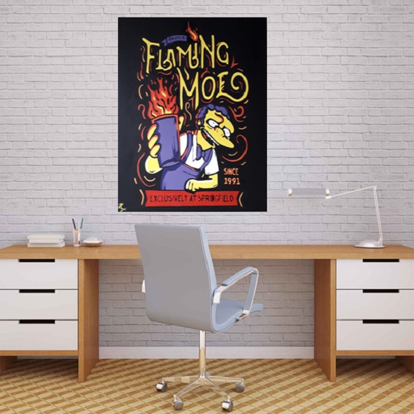 Cuadro decorativo pintado a mano Galería Oneris  LLAMARADA MOE/ LLAMARADA HOMERO 100x80