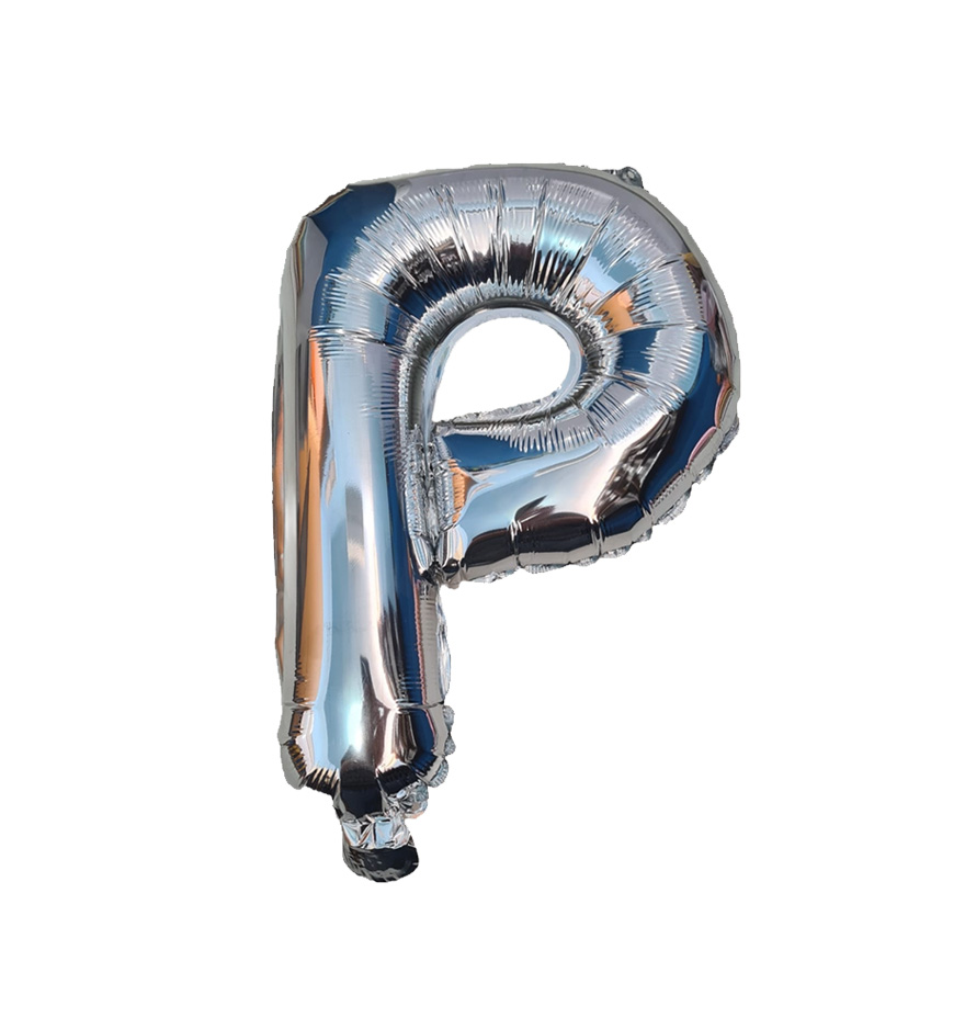 Globos de letra p  de papel de aluminio de 14 pulgadas oro plata rose gold azul rey fuchsia