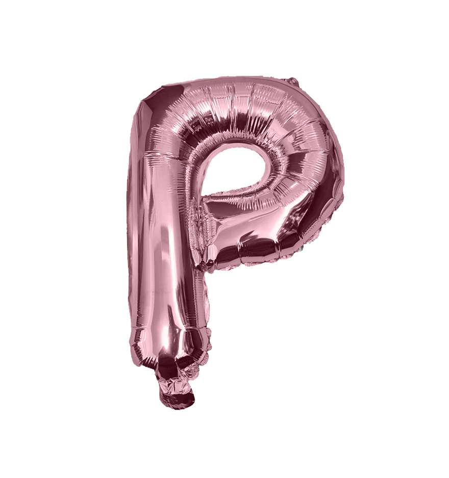 Globos de letra p  de papel de aluminio de 14 pulgadas oro plata rose gold azul rey fuchsia