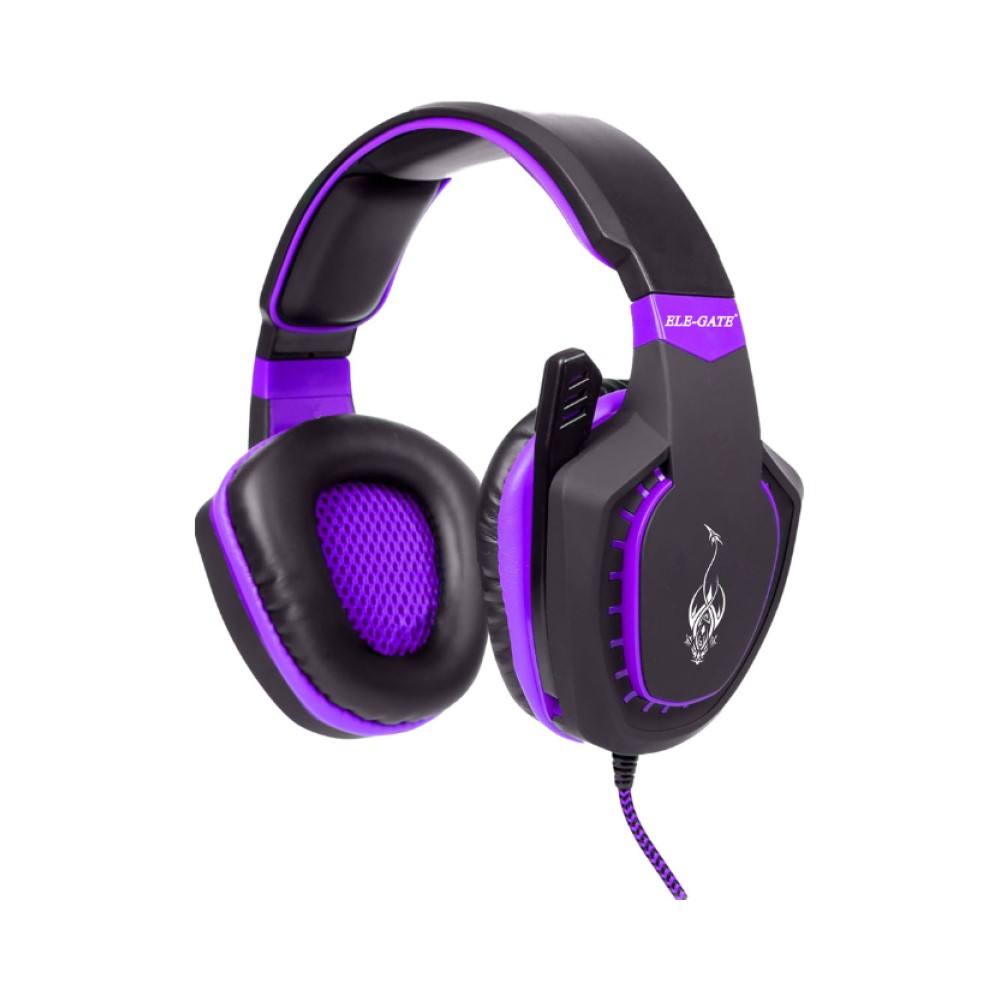 Diadema Gamer Para Xbox One, Ps4 Ele-Gate DMX18 Color Negro Con Morado