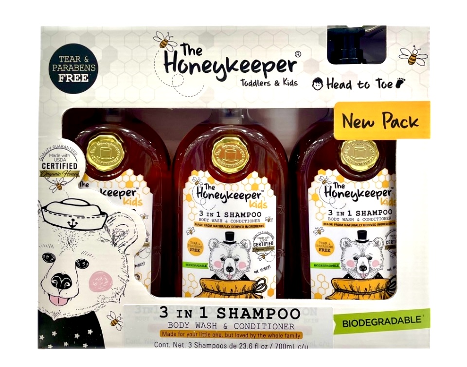 Shampoo orgánico The Honey Keeper para bebés, niños, 3 pack 