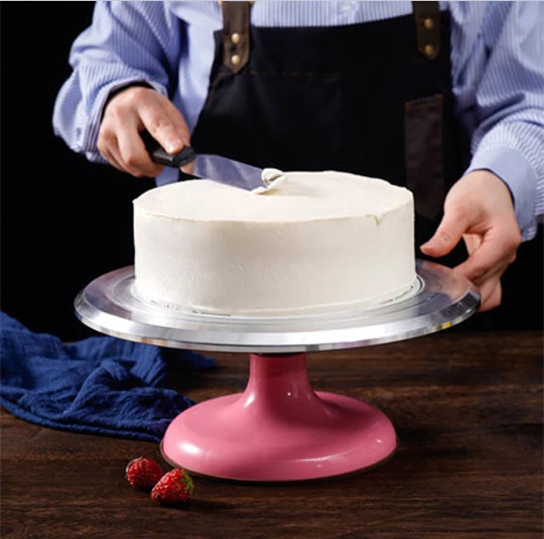 Base Giratoria Para Decorar Pasteles Profesional Acero Inox ROSA