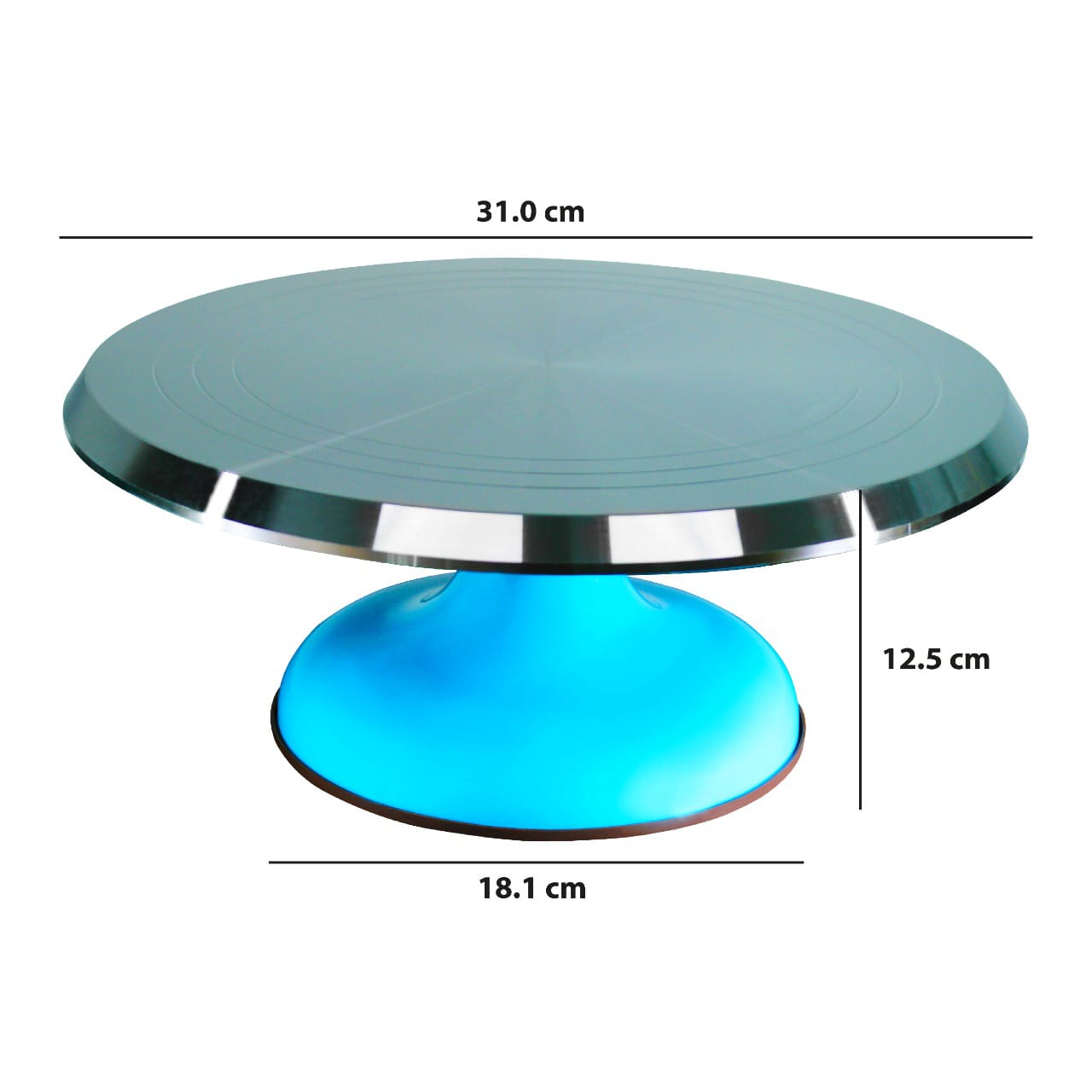 Base Giratoria Para Decorar Pasteles Profesional Acero Inox AZUL