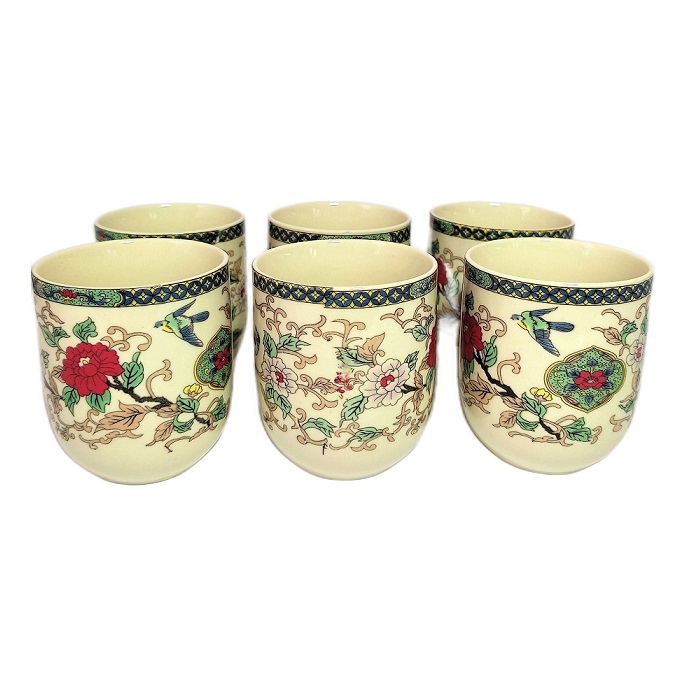 Juego de Té  Diseño Floral Rojo Hermosa Caja para Regalo con Tetera 750ml y 6 Vasos de Cerámica