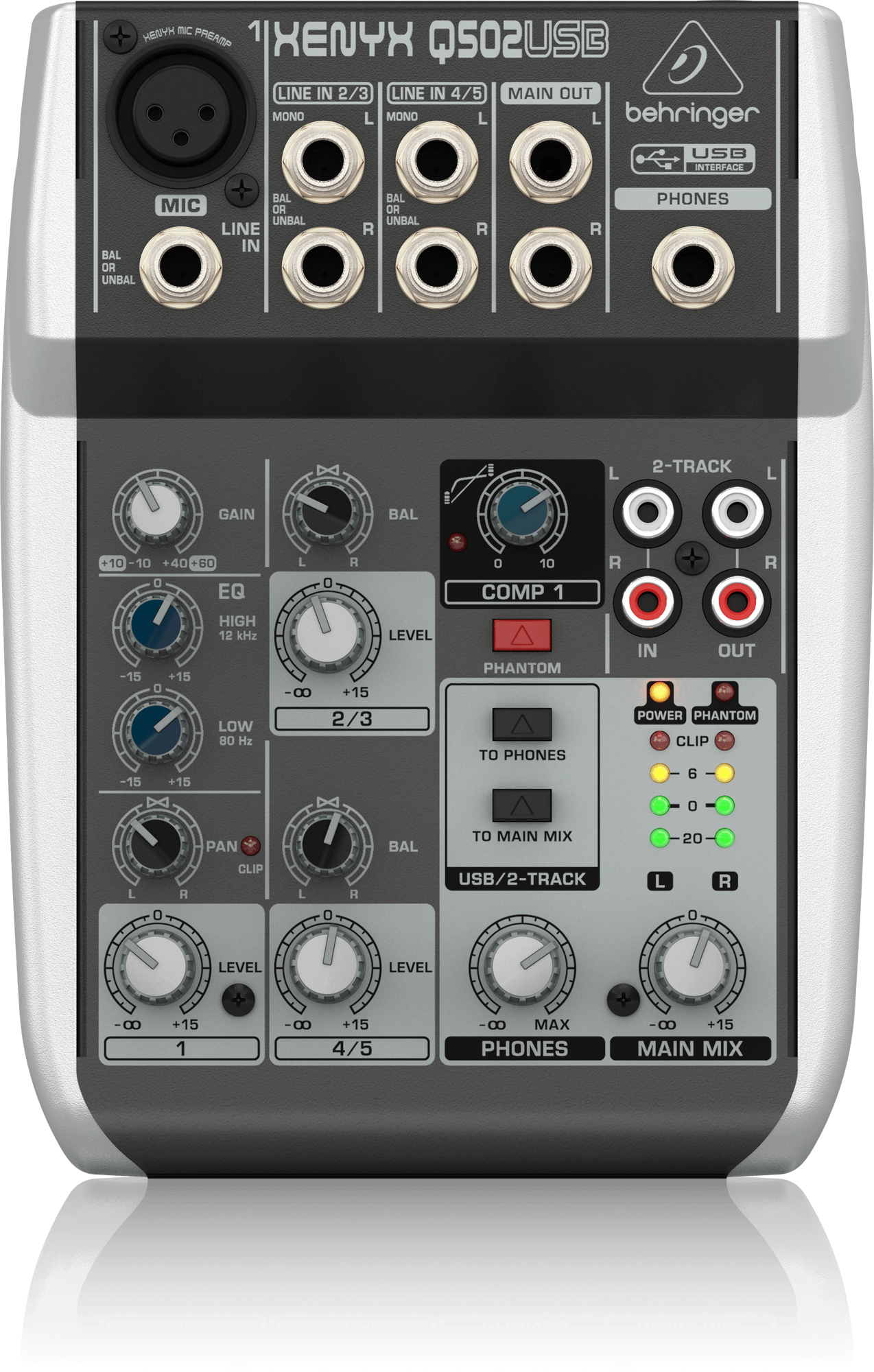 Mezcladora de 5 Canales Con Interfaz USB Behringer Xenyx Q502USB
