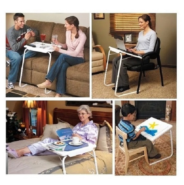 Mesa Plegable Portatil Table Mate TV Ajustable a 6 Alturas con Porta Vaso