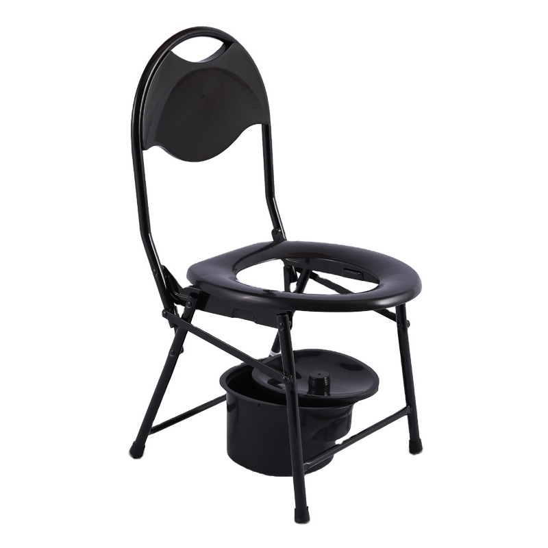 Silla Inodoro Plegable con Respaldo Baño Portatil Campismo Bacinica Adulto