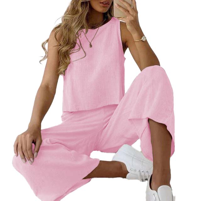 Conjunto de pantalon y blusa sin mangas