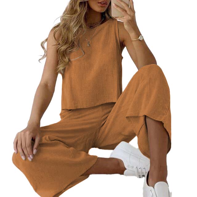 Conjunto de pantalon y blusa sin mangas