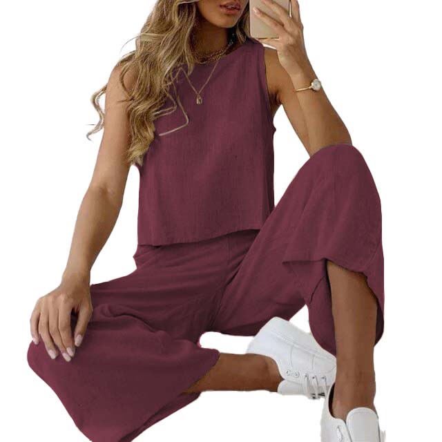 Conjunto de pantalon y blusa sin mangas