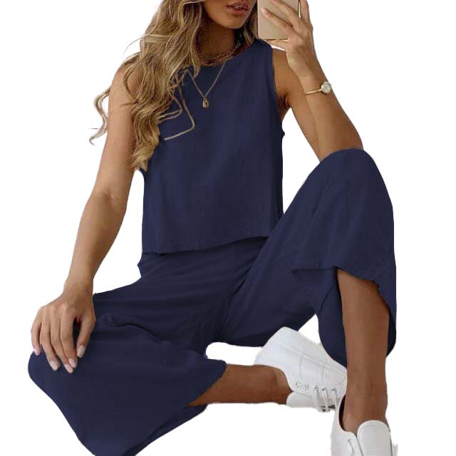 Conjunto de pantalon y blusa sin mangas