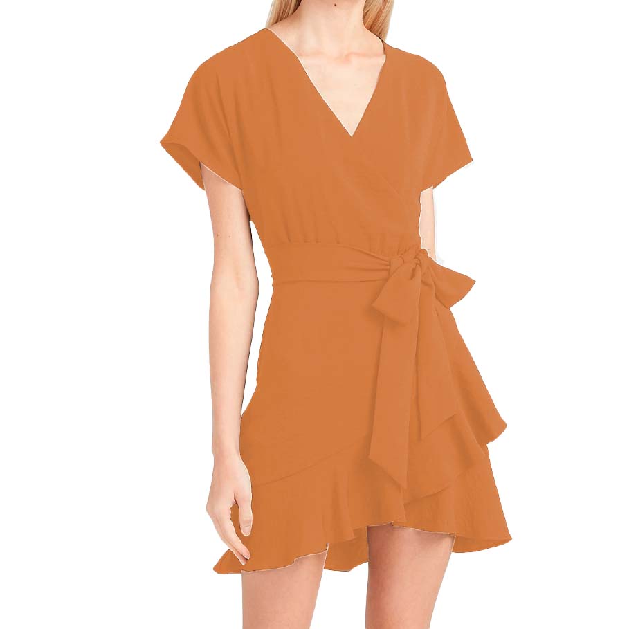 Vestido corto cruzado con cinturón