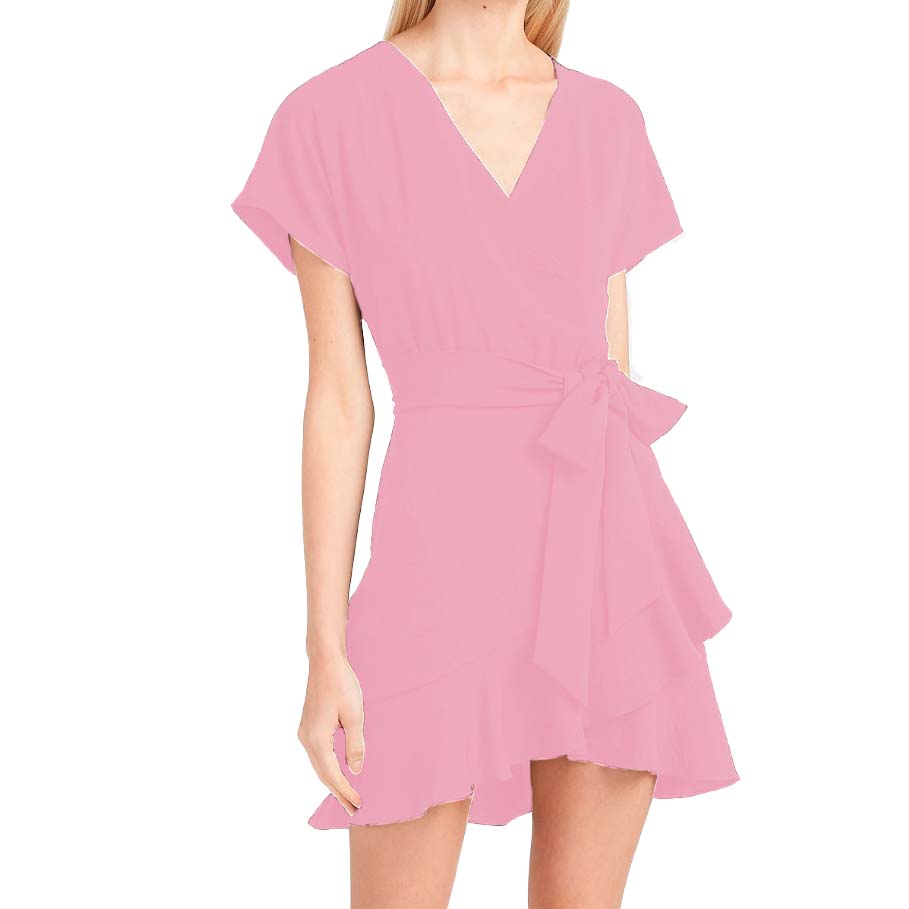 Vestido corto cruzado con cinturón