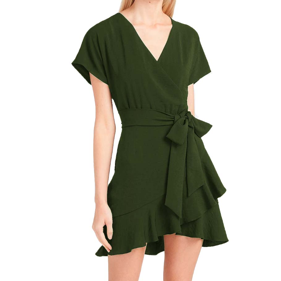 Vestido corto cruzado con cinturón