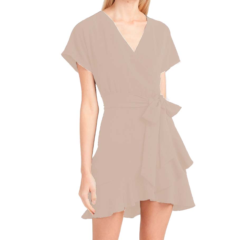 Vestido corto cruzado con cinturón
