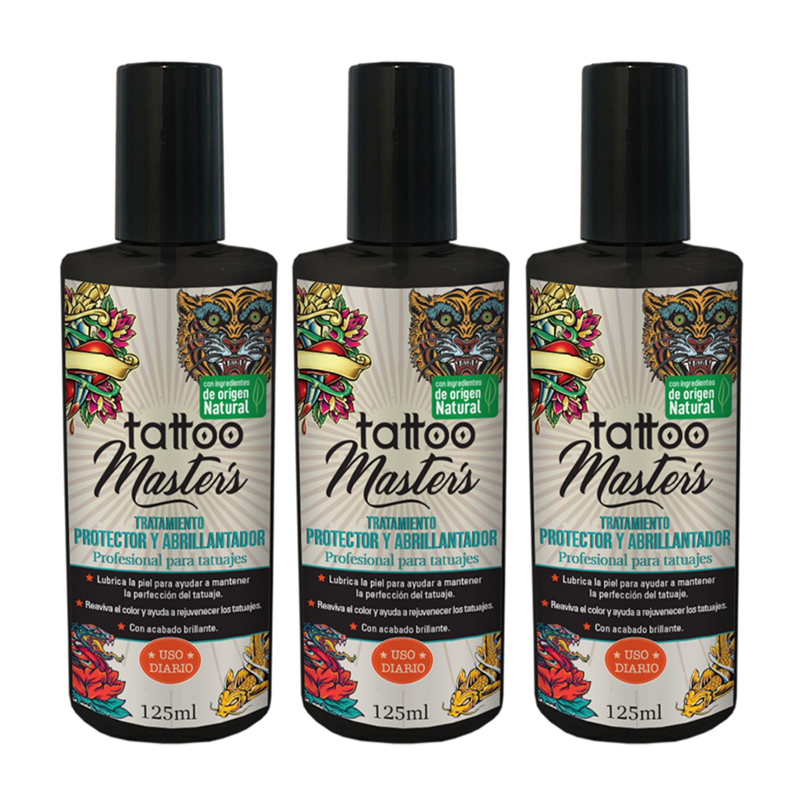 Tattoo master´s protector-abrillanta p/tatuaje 125ml c/u - 3 piezas