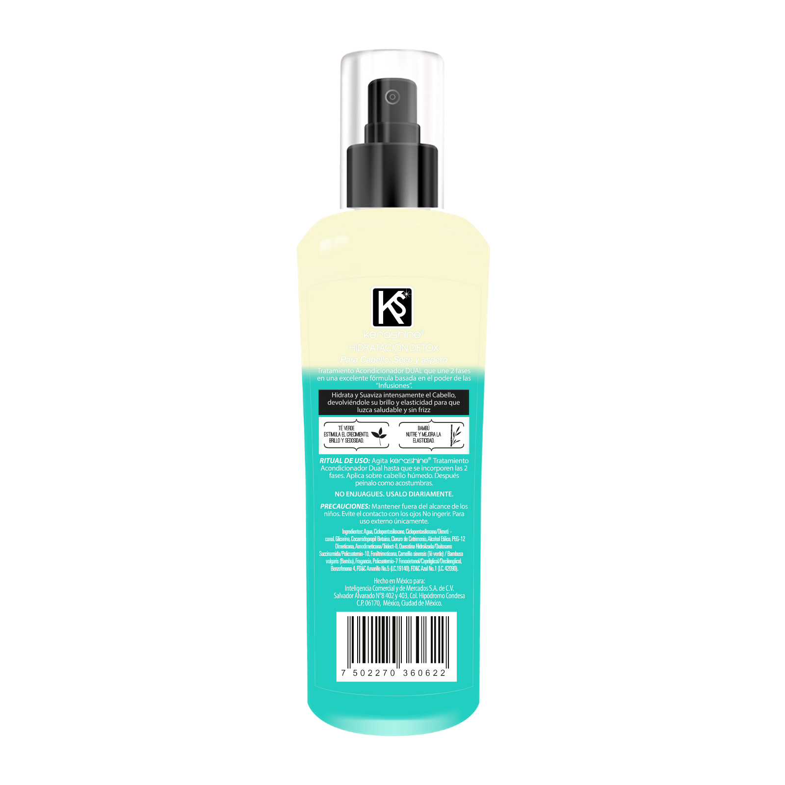 kerashine tratamien dual hidrata detox 240ml te verde-bambu - 2 piezas