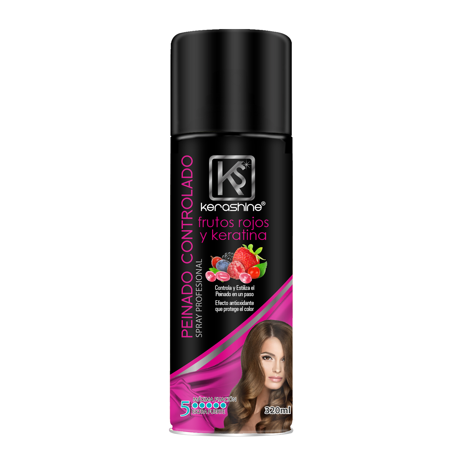 Kerashine hairspray frutos rojos+keratin 320 ml c/u - 2 piezas