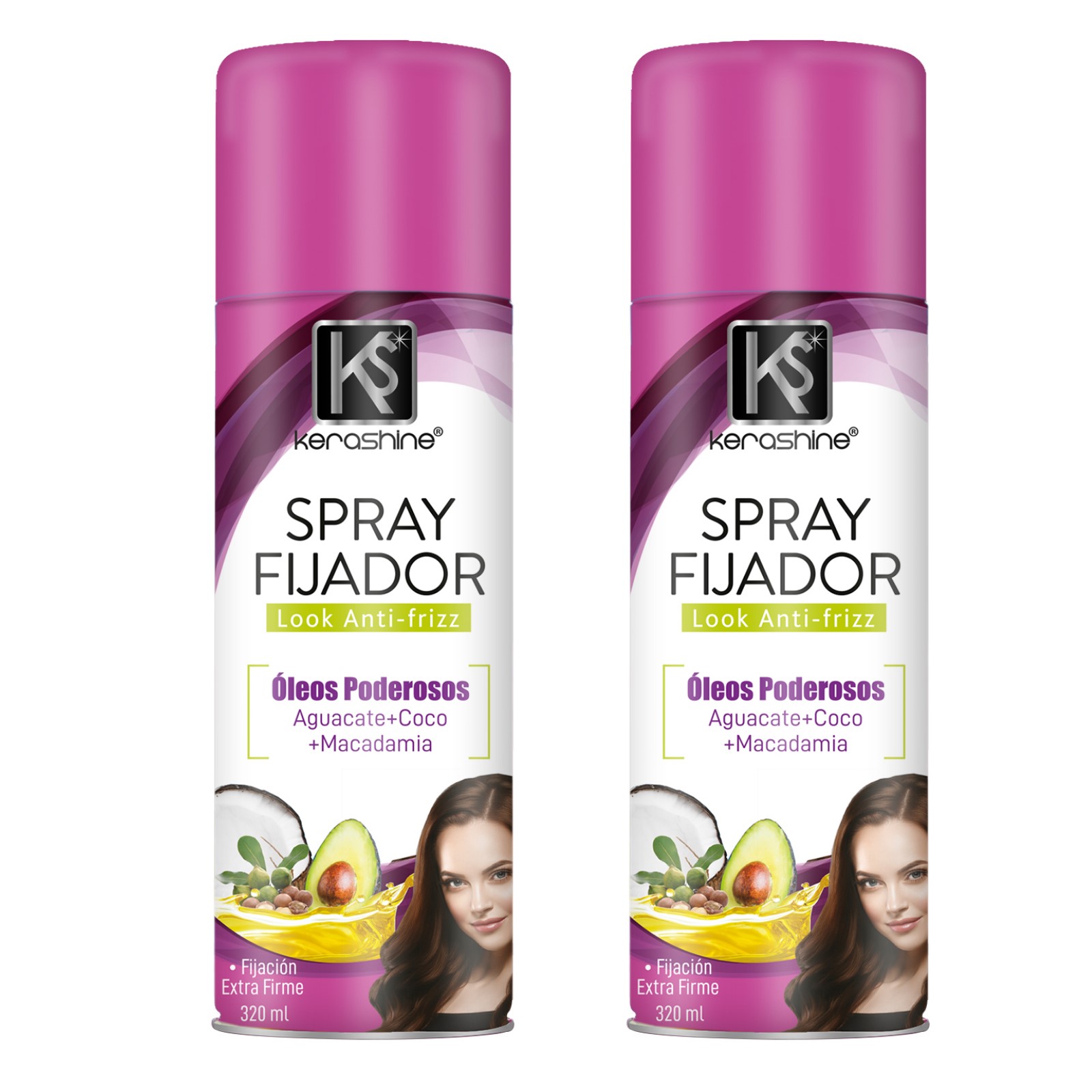 Kerashine hair spray óleos poderosos anti frizz 320 ml c/u - 2 piezas