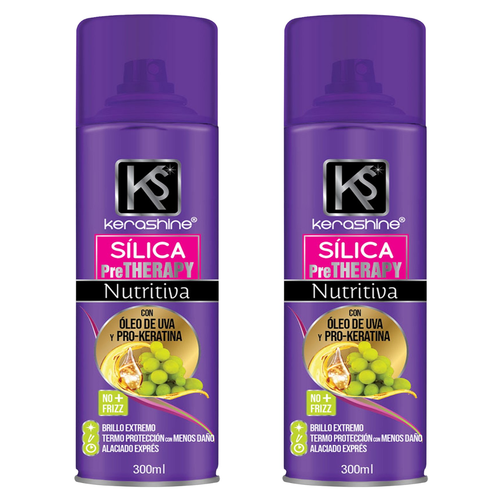 Kerashine sílica spray uva 300 ml c/u termo protector - 2 piezas