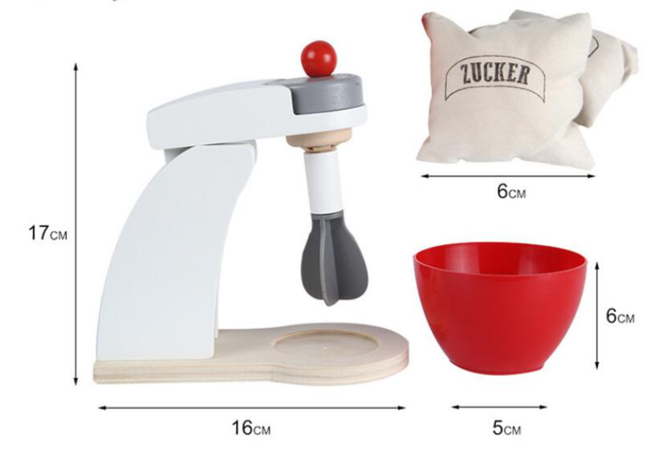 Batidora de madera con accesorios