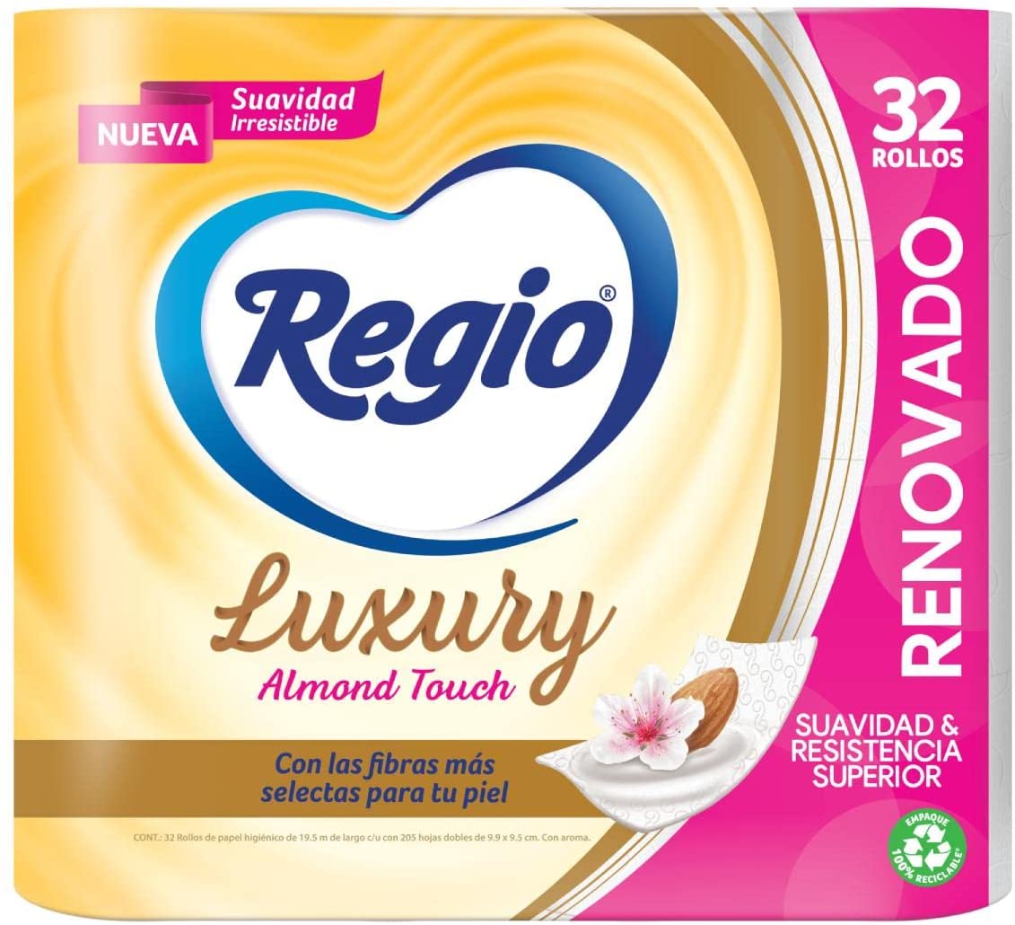 Regio Papel Higiénico Luxury Almond Touch; 32 Rollos Hojas Dobles
