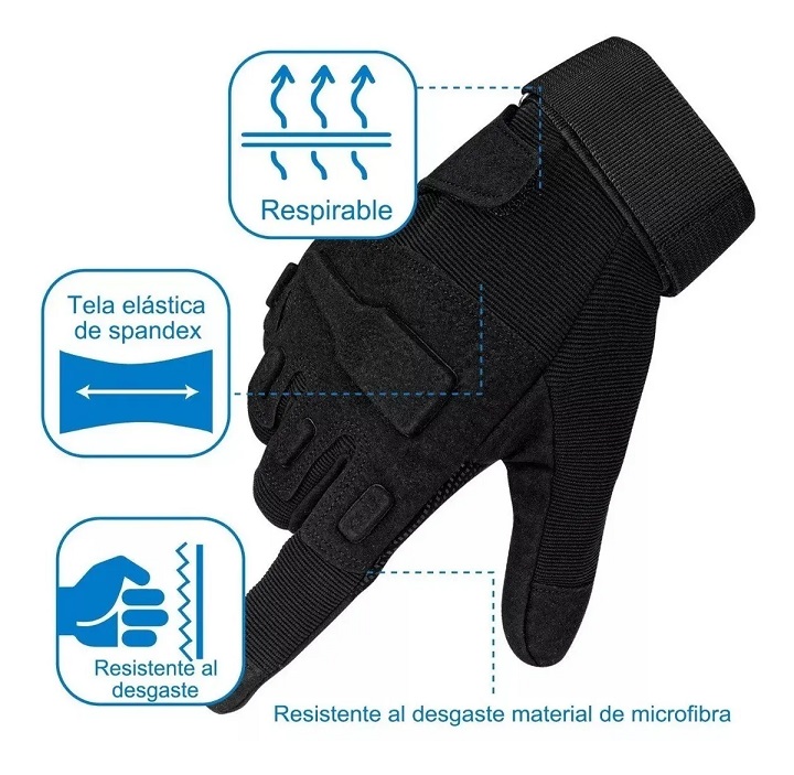 Guantes Tacticos  Para Moto y Deportes Negro Talla XL