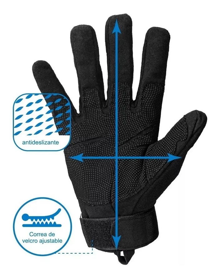 Guantes Tacticos  Para Moto y Deportes Negro Talla XL