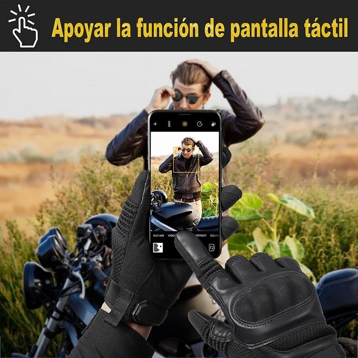 Guantes De Cuero Aptos Para Pantalla Táctil Motociclista Talla S