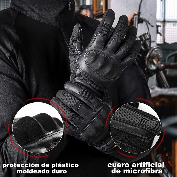 Guantes De Cuero Aptos Para Pantalla Táctil Motociclista Talla S