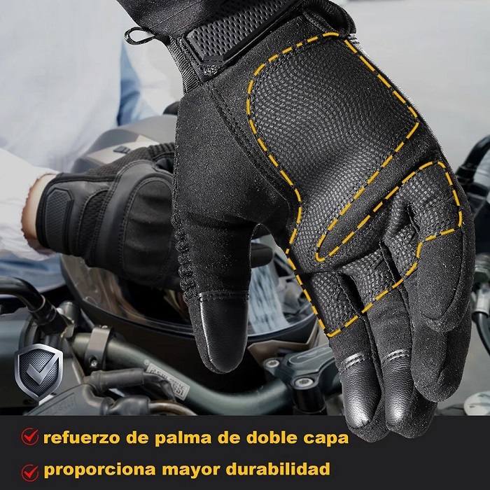 Guantes De Cuero Aptos Para Pantalla Táctil Motociclista Talla S
