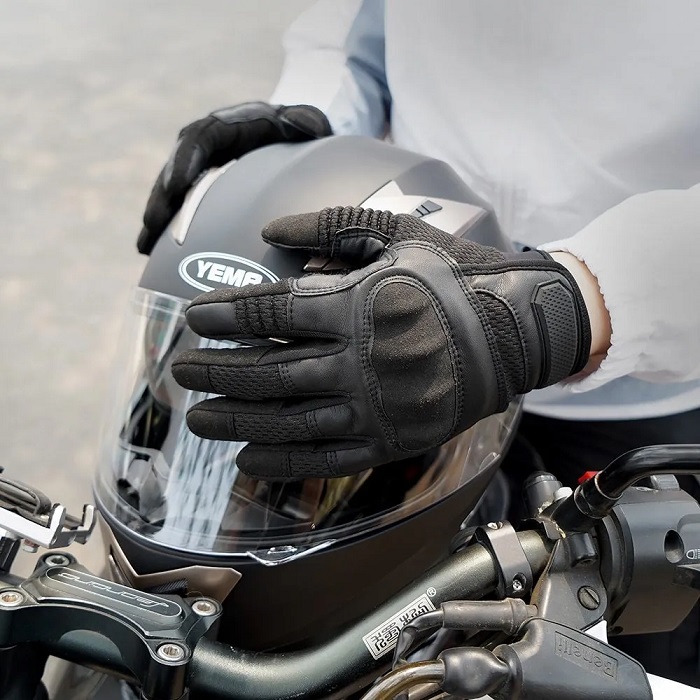 Guantes De Cuero Aptos Para Pantalla Táctil Motociclista Talla S