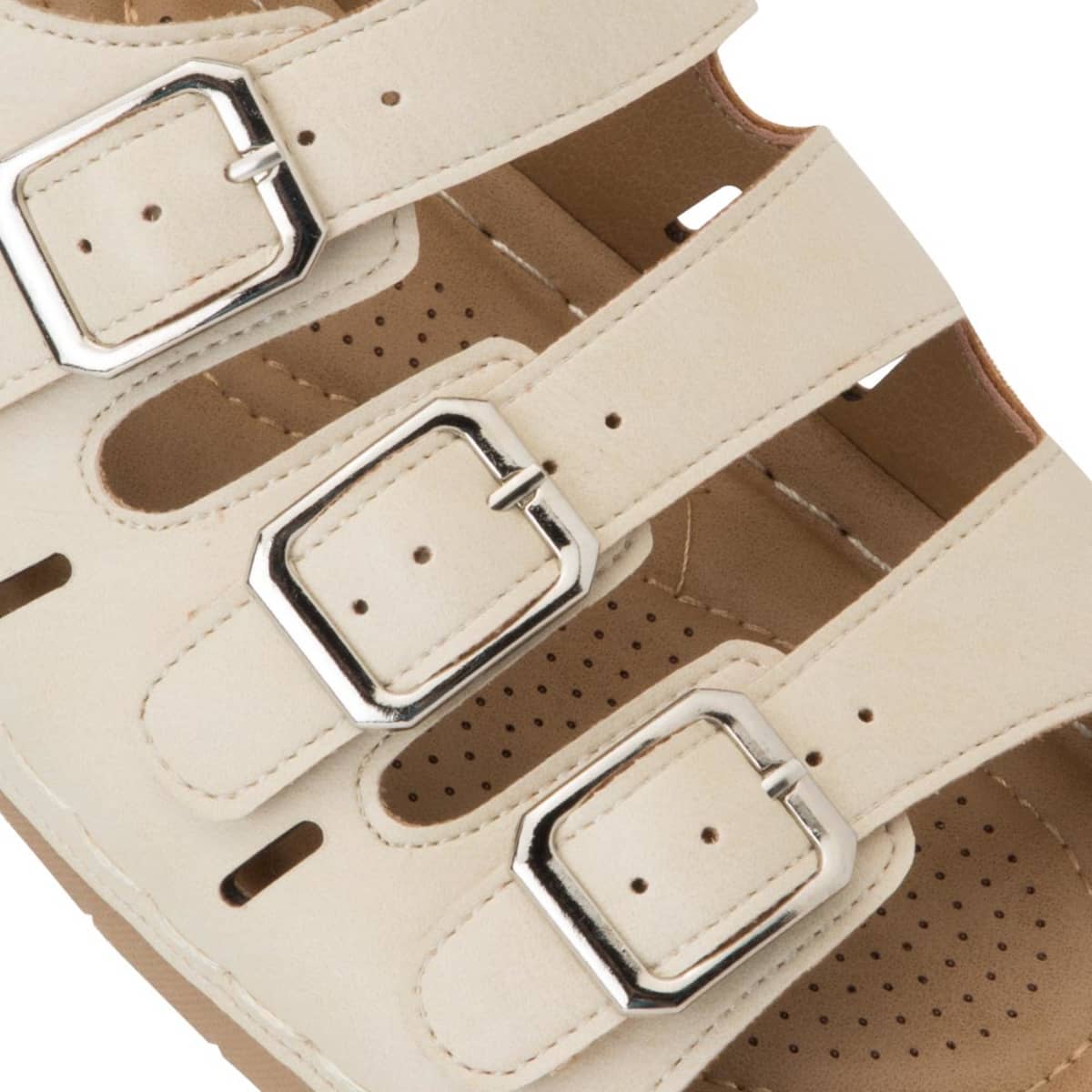 Kit de 2 pares de sandalias confort marca Shosh para mujer, colores beige y negro, mod. 1017874