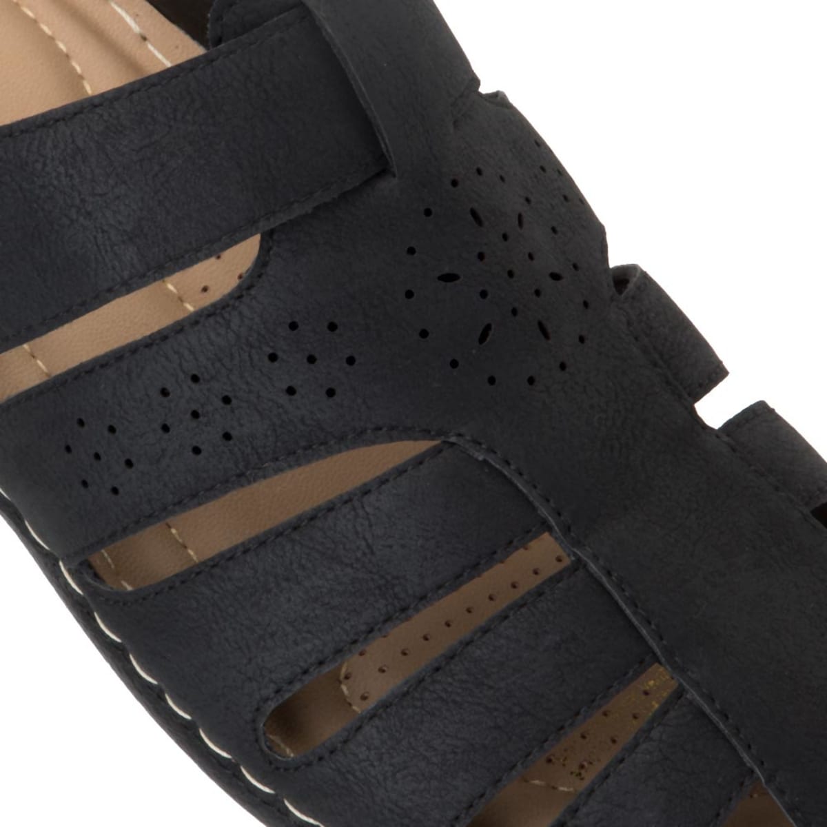 Kit de 2 pares de sandalias confort marca Shosh para mujer, colores beige y negro, mod. 1017874