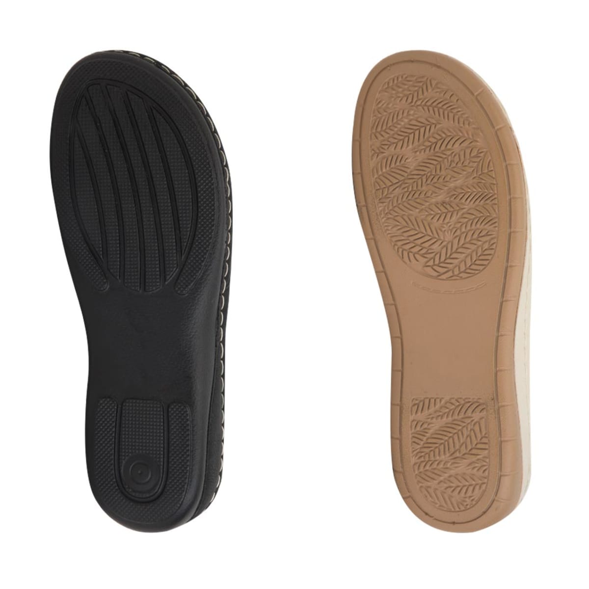 Kit de 2 pares de sandalias confort marca Shosh para mujer, colores beige y negro, mod. 1017874